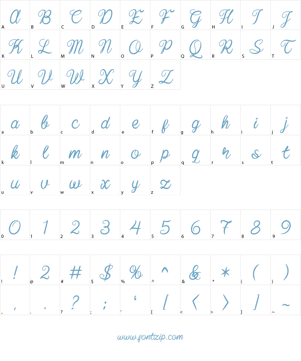 Baline Script Font Character